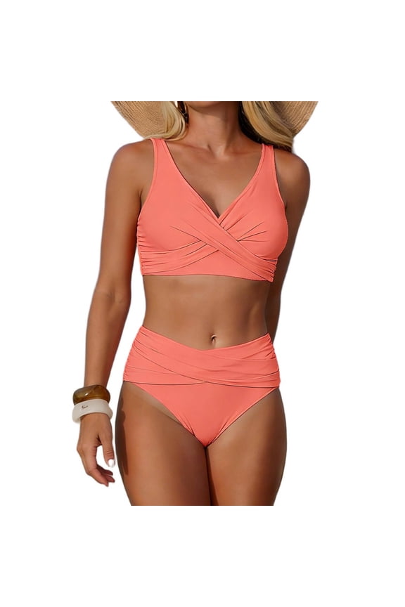 Women's Bikini Set,2 Piece Bathing Suits,Sporty Color Blocked Swimsuit with Fast Dry Fabric and Padded