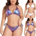 thumbnail image 1 of HBGVBA Women's Bikini Set,Plus Size Bathing Suits,Halterneck Bikini Set with Gold Print, 1 of 5