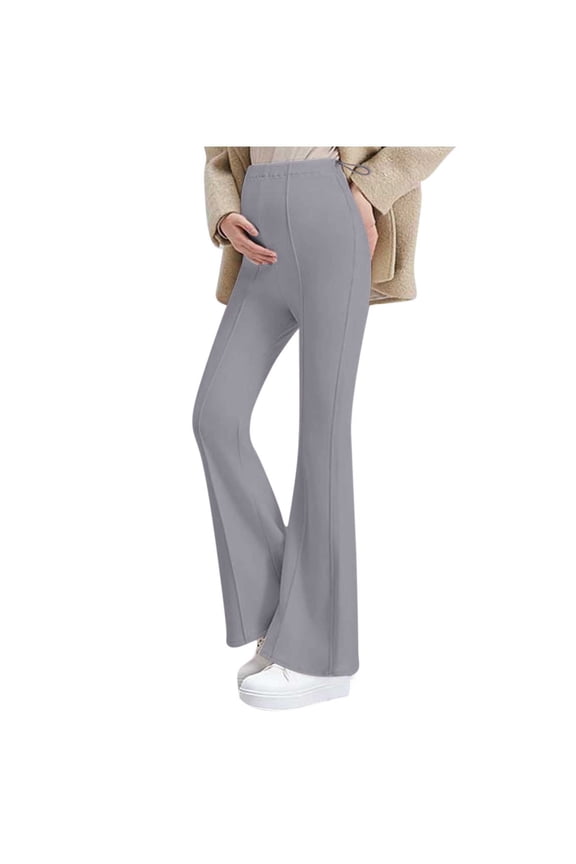 Women's Casual Maternity Pants,High Waisted Maternity Pants,Solid Fleece Lined Long Pants Elastic Waist Belly Support Non-Binding Pants
