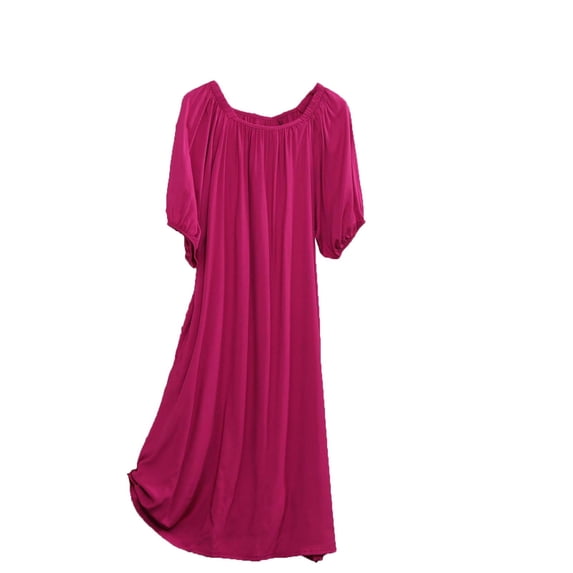 HBGVBA Women's Half Sleeve Nightgown,Casual Sleep Dress,Fashion Short Sleeve Crew Neck Casual Pocket Lightweight Rayon Nightwear