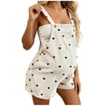 thumbnail image 1 of HBGVBA Women's Maternity Overalls Shorts Rompers Short Heart Print Sleeveless Adjustable Waist Loose Cut Jumpsuit With Integrated Support Panel, 1 of 5