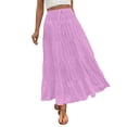 thumbnail image 1 of HBGVBA Women's Maxi Skirts,Casual Pleated Skirts,Solid Color High Waist Boho Style Elastic Waist Flowy Ruched Long Maxi Skirts, 1 of 5