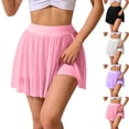 thumbnail image 1 of HBGVBA Women's Mini Skirts,Casual Pleated Skirts,High Waist Mesh Tennis Skort Performance Skirt with Built In Shorts Sports Skirts, 1 of 5