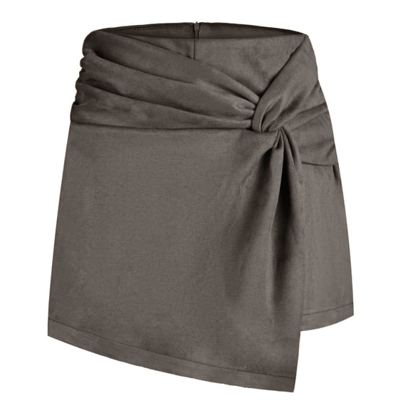 HBGVBA Women's Mini Skirts,Caual A-Line Skirts,Solid Color Front Skort Ruched Irregular Hem Short Skirts