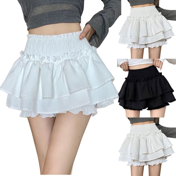 HBGVBA Women's Mini Skirts,Ruffle Pleated Skirts,High Waist Core Skirt Built In Shorts Active Skirts