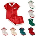 thumbnail image 1 of Bovxnpu Women's Pajama Set 2 Piece Lounge Set, Pajamas for Women Set Christmas Day Short Sleeve Top and Pants Sleepwear Sleepwear Loungewear, 1 of 3