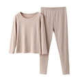 thumbnail image 1 of Bovxnpu Women's Pajama Set 2 Piece Lounge Set, Thermal Underwear for Women Pajamas for Women Set Fall Winter Seamless Round Neck Long Sleeve Top and Pants Warm Sleepwear Sleepwear Loungewear, 1 of 3