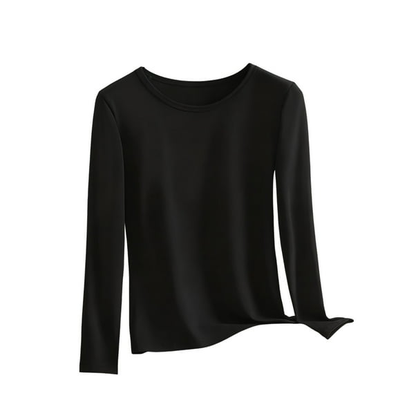 Bovxnpu Women's Pajama Tops Sleep Shirt, Women's Plus Size Fall Winter Cotton Warm Thermal Long Sleeve Thin Base Layer Underwear Top Sleepwear Loungewear