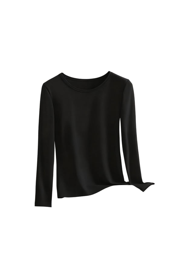 Women's Pajama Tops Sleep Shirt, Women's Plus Size Fall Winter Cotton Warm Thermal Long Sleeve Thin Base Layer Underwear Top Sleepwear Loungewear