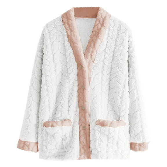 Bovxnpu Women's Pajama Tops Sleep Shirt, Women's Plus Size Winter Solid Color Fleece Lined Thickened Flannel Plus Size Long Sleeve Homewear Sleepwear Loungewear