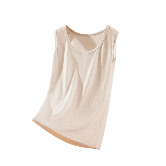Bovxnpu Women's Pajama Tops Sleep Shirt, Women's Thermal Shirt Fall Winter Cotton Trimmed Round Neck Warm Vest Sleeveless Base Layer for Underwear Sleepwear Loungewear