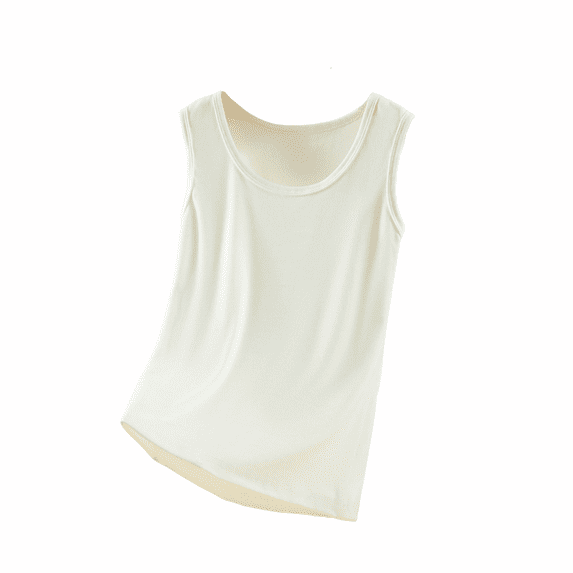 Bovxnpu Women's Pajama Tops Sleep Shirt, Women's Thermal Shirt Fall Winter Cotton Trimmed Round Neck Warm Vest Sleeveless Base Layer for Underwear Sleepwear Loungewear