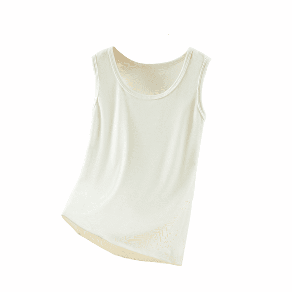 Bovxnpu Women's Pajama Tops Sleep Shirt, Women's Thermal Shirt Fall Winter Cotton Trimmed Round Neck Warm Vest Sleeveless Base Layer for Underwear Sleepwear Loungewear