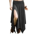 thumbnail image 1 of HBGVBA Women's Plus Size Maxi Skirts,Women's Split Hem Skirt,High Waist Irregular Hem Slit Solid Color Large Flowy Skirts, 1 of 5