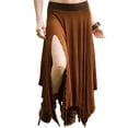 thumbnail image 1 of HBGVBA Women's Plus Size Maxi Skirts,Women's Split Hem Skirt,High Waist Irregular Hem Slit Solid Color Large Flowy Skirts, 1 of 4