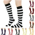 thumbnail image 1 of HBGVBA Women's Stripe Knee Length Socks,Fall Winter Warm Socks,Casual Thermal Mid Calf Comfortable Cotton Socks, 1 of 3