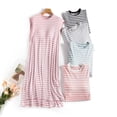 thumbnail image 1 of HBGVBA Women's Striped Nightgowns,Casual Loungwear Dress with Built-in Bra,Striped Loose Comfortable Long Nightwear, 1 of 5