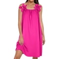 thumbnail image 1 of HBGVBA Women's Summer Mini Dress,Plus Size Short Sleeve Dresses,Summer Solid Color Lace Cami Round Neck Loose Midi Dress, 1 of 5
