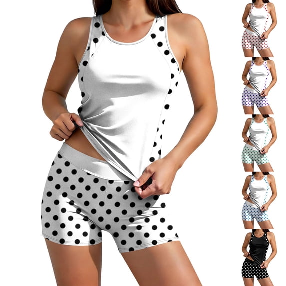 HBGVBA Women's Tankini Swimauits,Beach Bathing Suits,Solid V-Neck Mesh Patchwork Swimsuit