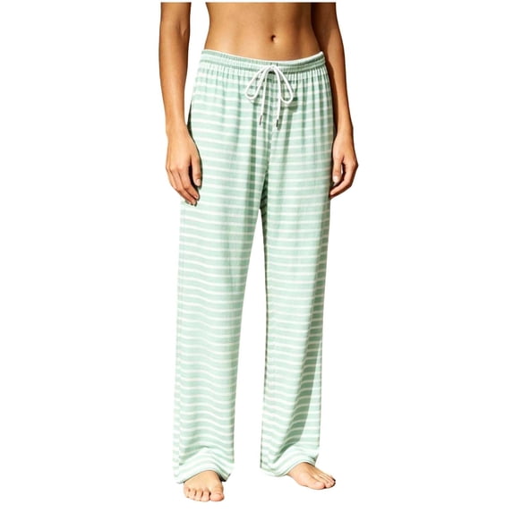 HBGVBA Women's Wide Leg Pajama Pants,Striped Sleep Pant Drawstring Elastic Waist Casual Loose Fits Loungewear Trousers with Pockets
