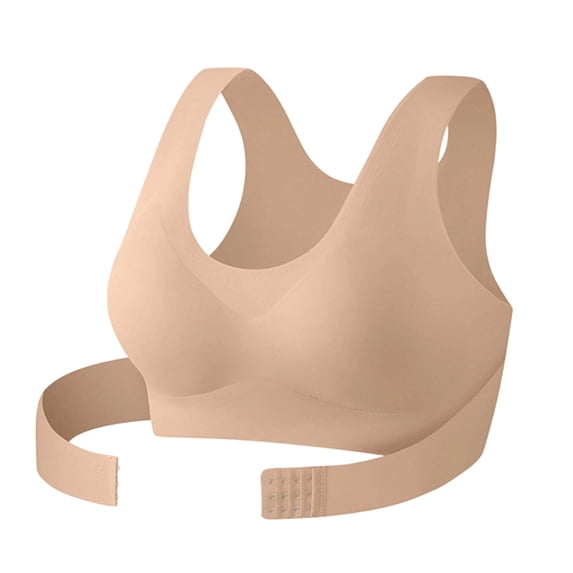HBGVBA Women's Wireless Bras Full Coveraged Wide Strap Front Closure Seamless Solid Color Push Up Bra