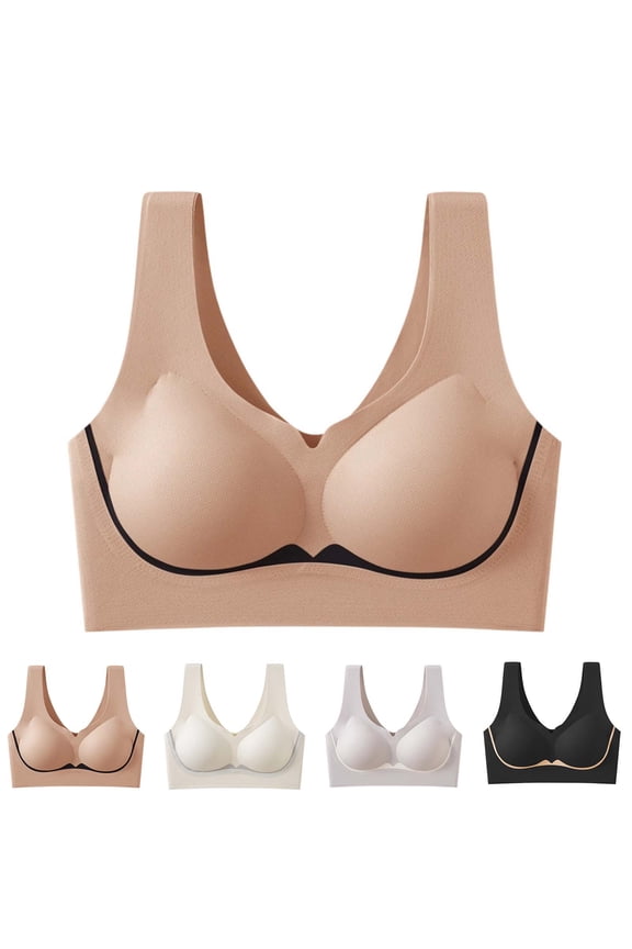 Women's Wireless Bras,Thin Style Seamless Push Up Comfortable Fixed Integrated Soft Support Backless Bras