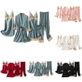 thumbnail image 1 of HBGVBA Womens 5 Piece Nighgown Pajama Set Solid Color Ice Silk 5 Piece Set Built In Chest Pads Matching Robe And Nightgown Light Summer Loungewear, 1 of 3
