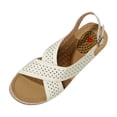 thumbnail image 1 of HBGVBA Womens Beach Sandals One Strap Buckle Solid Color Round Toe Open Toe Wedge Heel Thick Sole Summer Shoes 41, 1 of 4
