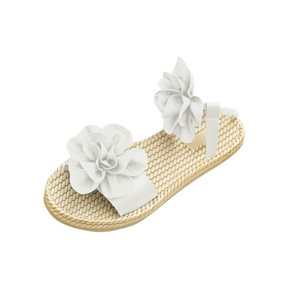 HBGVBA Womens Beach Sandals Solid Color Floral Open Toe Ankle Woven Strap Flat Sole Summer Shoes 36