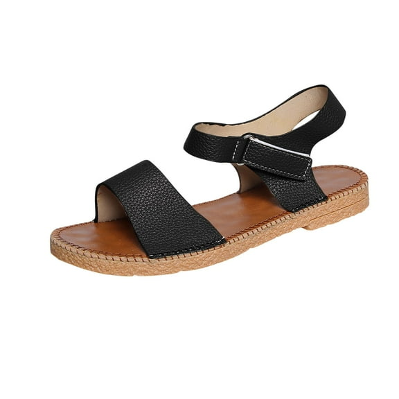 HBGVBA Womens Beach Sandals Solid Color Versatile Flat Sole Open Toe Summer Outdoor Casual Comfortable Shoes 39