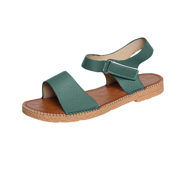 HBGVBA Womens Beach Sandals Solid Color Versatile Flat Sole Open Toe Summer Outdoor Casual Comfortable Shoes 42