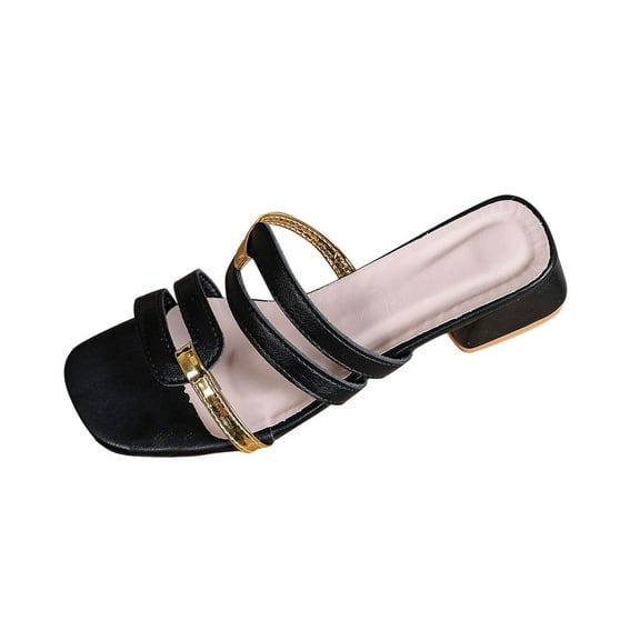 HBGVBA Womens Beach Slippers Color Toe Open Toe On Heel Low Heel Summer Outdoor Shoes 36