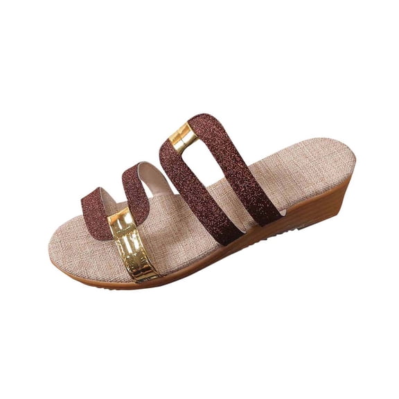 HBGVBA Womens Beach Slippers Fishes Mouth Color Breathable Summer Vacation Trendy Wedge Heel Versatile Shoes 41