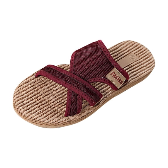 HBGVBA Womens Beach Slippers Mesh Breathable Round Toe Open Toe On Flat Sole Summer Comfortable Shoes 41