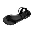 thumbnail image 1 of HBGVBA Womens Beach Slippers Solid Color On Toe Hollow Out One Strap Buckle Flat Sole Summer Shoes 42, 1 of 4