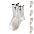 thumbnail image 1 of HBGVBA Womens Casual Soft Socks,Breathable Comfy Socks,Mid Calf Ruffle Lace Bow Solid Color Cute Socks, 1 of 3