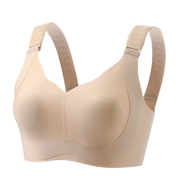 HBGVBA Womens Comfortable Bras V Neck Wide Strap Solid Color Wireless Everyday Support Bra