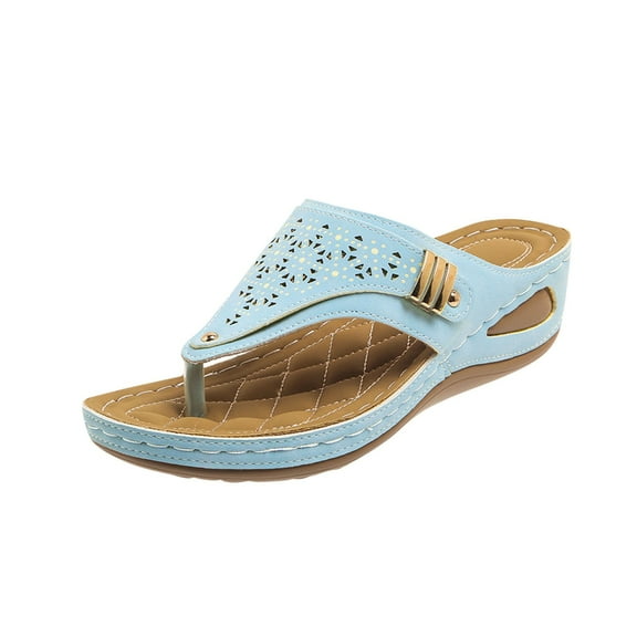 HBGVBA Womens Flops Toe Loop Wedge Heel Summer Casual Outdoor Comfortable Beach Shoes 40