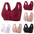 thumbnail image 1 of HBGVBA Womens Plus Size Wireless Bras Front Closure Polka Print Wide Strap Comfortable Bralette, 1 of 5