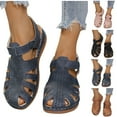 thumbnail image 1 of HBGVBA Womens Roman Beach Sandals Flat Sole Arch Support Summer Casual Outdoor Comfortable Breathable Shoes 41, 1 of 5