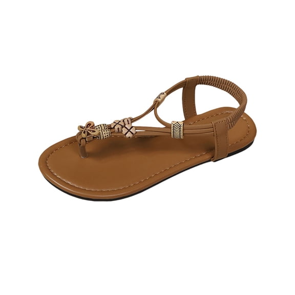 HBGVBA Womens Summer Sandals Bohemian Style Flat Sole On Fishes Mouth Toe Loop Casual Outdoor Versatile Comfortable Lightweight Shoes 37