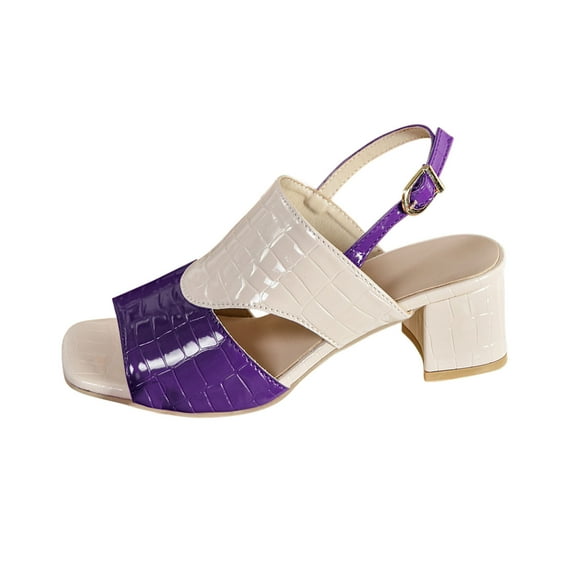 HBGVBA Womens Summer Sandals Color Toe Open Toe One Strap Buckle Heel High Heel Summer Comfortable Casual Shoes 36