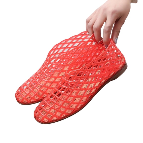 HBGVBA Womens Summer Sandals Flat Sole Hollow Out Breathable Mule Style Jelly Material Versatile Casual Outdoor Summer Comfortable Shoes 36