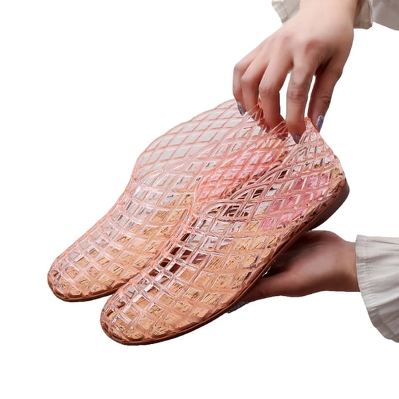HBGVBA Womens Summer Sandals Flat Sole Hollow Out Breathable Mule Style Jelly Material Versatile Casual Outdoor Summer Comfortable Shoes 37