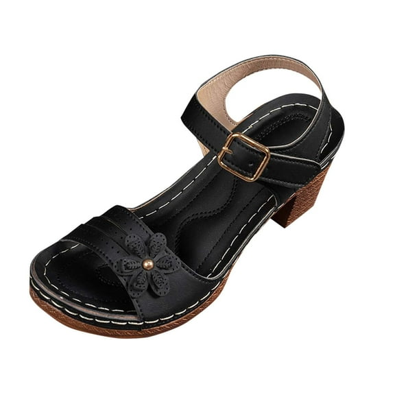 HBGVBA Womens Summer Sandals Heel Summer Versatile Casual Stylish Outdoor Comfortable Lightweight Shoes 42