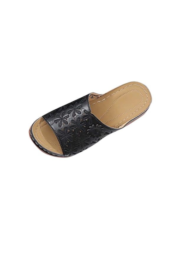 Womens Summer Sandals Hollow Out One Strap Wedge Heel Summer Casual Stylish Breathable Shoes 41