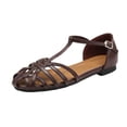 thumbnail image 1 of HBGVBA Womens Summer Sandals Hollow Out Woven Pointed Toe Flat Sole Mule Outdoor Casual Stylish Versatile Comfortable Shoes 41, 1 of 4