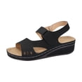 thumbnail image 1 of HBGVBA Womens Summer Sandals Solid Color Breathable Hollow Out Round Toe Open Toe One Strap Buckle Wedge Heel Shoes 39, 1 of 4