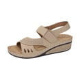 thumbnail image 1 of HBGVBA Womens Summer Sandals Solid Color Breathable Hollow Out Round Toe Open Toe One Strap Buckle Wedge Heel Shoes 43, 1 of 4