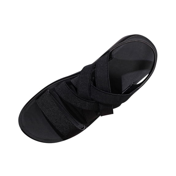 HBGVBA Womens Summer Sandals Solid Color Comfortable Breathable Round Toe Open Toe Crisscross Elastic Strap Flat Sole Summer Shoes 40